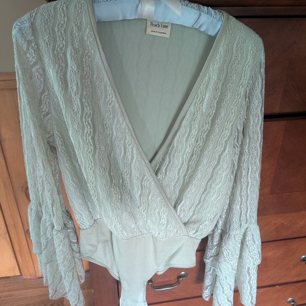 Peach Love Cream Lace Wrap Top